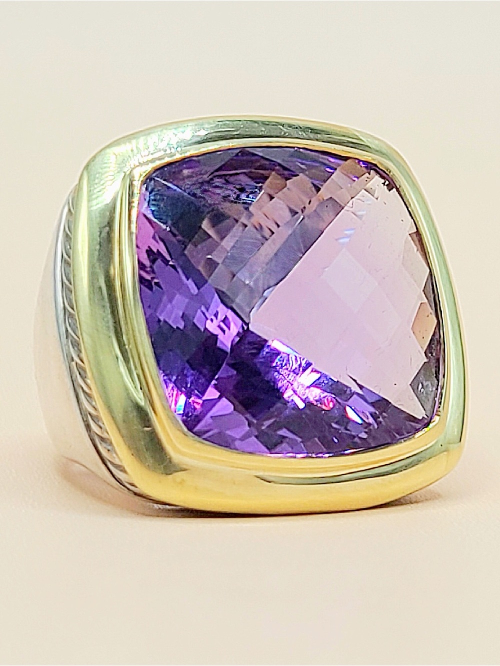 David Yurman Albion 20mm Amethyst Ring With 18K Gold